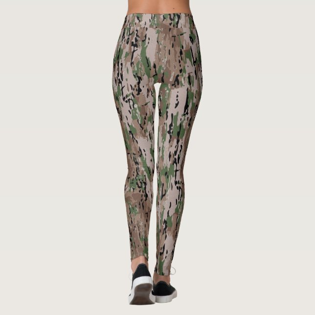 Skogskamouflage Tan Grön Leggings (Baksida)