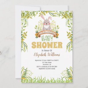 Skogskanin Kanin Baby Shower Inbjudan
