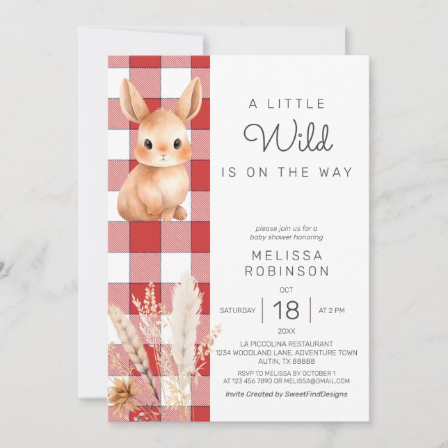 Skogskanin Pampas Höst Baby Shower Inbjudningar (Framsida)