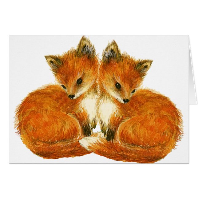 Skogskapelser Baby Twin Foxes OBS Kort (Framsidan Horizontal)