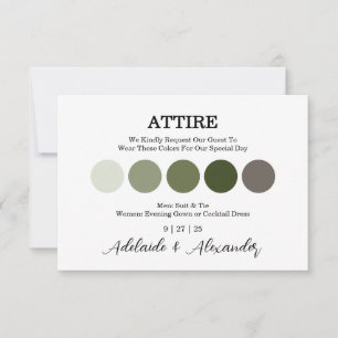 Skogskarvet Modern Bröllop Grönt Attire Card Kort