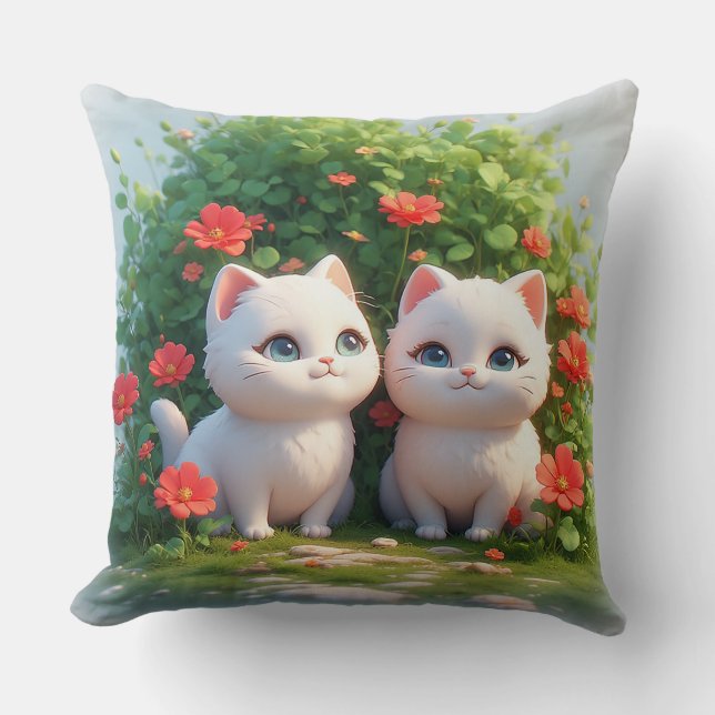 🐱 Skogskatter Levande Grön Mysig Hem 🌿 Kudde (Framsida)