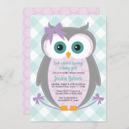 Skogsknappsdusch i uggla, inbjudningskort lila myn