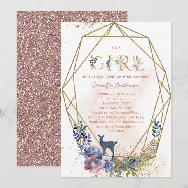 Skogskö Flicka Inbjudningar (Fram/baksida)