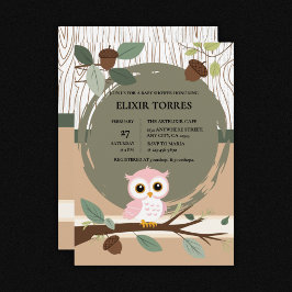 Skogskö för barn i Rosa Uggla Woodland Forest Show Inbjudningar