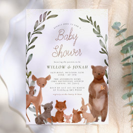 Skogskomplex och trädskog Greenery Baby Shower Inbjudningar