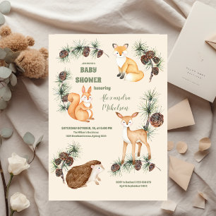 Skogskomplex och trädskog Greenery Baby Shower Inbjudningar