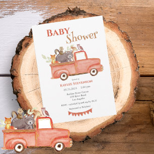 Skogskomplex vattenfärgsbabyskor inbjudningar