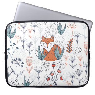 Skogskonstruktion, rävar och blommor i barn. laptop fodral