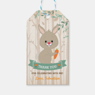 Skogskorvar Bunny Woodland Birthday Baby Shower Presentetikett