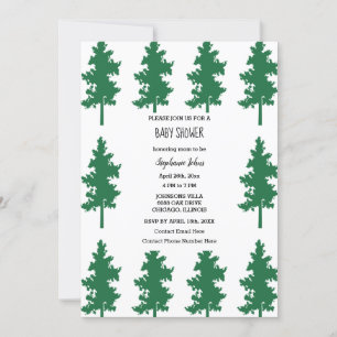Skogskuvret Träd Forest Cute Baby Shower för Woodl Inbjudningar