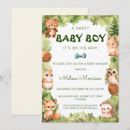 Skogskuvret Vilda djur Pojke Inbjudningar