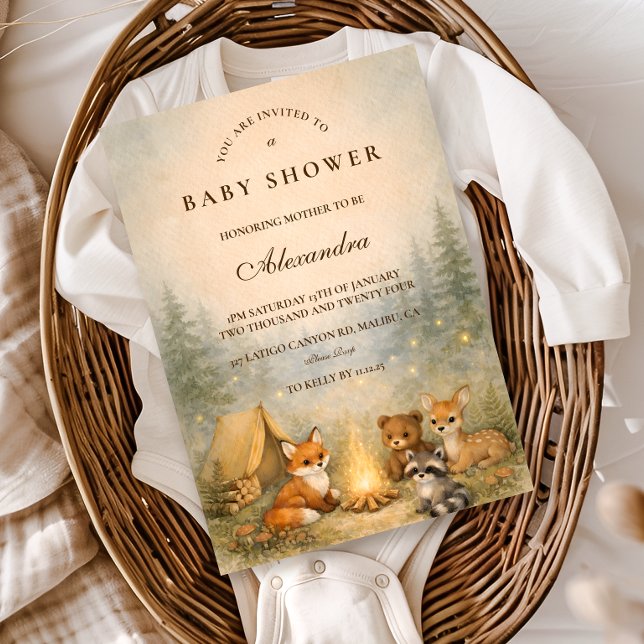 Skogslägereld Baby Shower Inbjudningar (Skapare uppladdad)