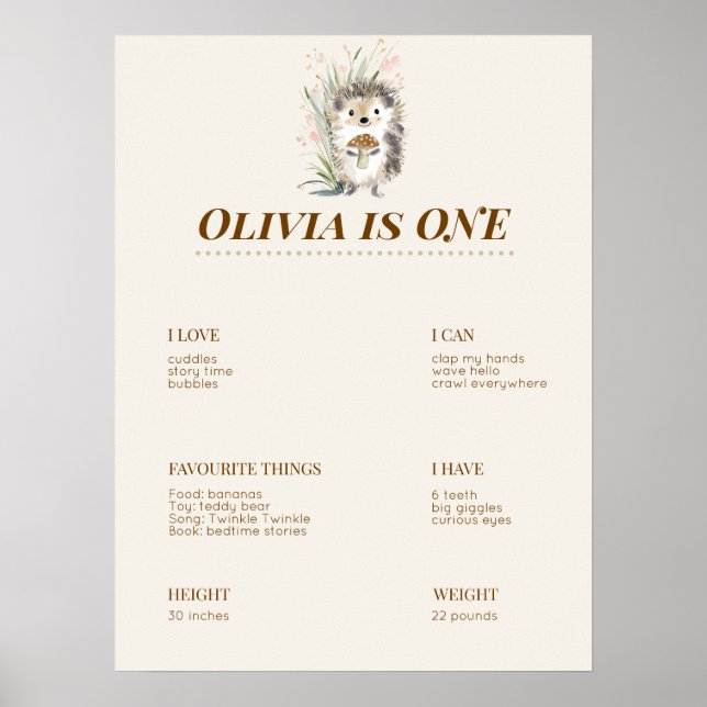 Skogsland Första Födelsedags Milstolps Tavla Poster (Framsidan)