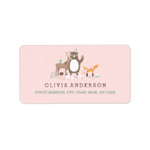 Skogsland Pink och Orange Baby Shower Adressetiket