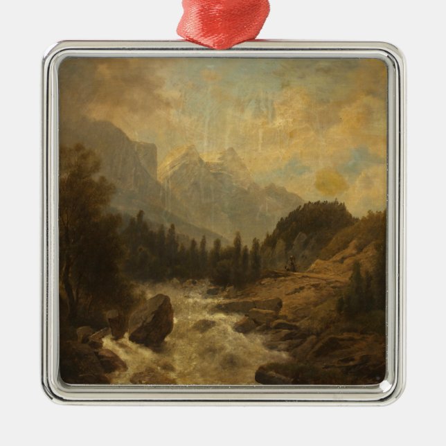 Skogslandskap (av Josef Kriehuber) Julgransprydnad Metall (Framsidan)