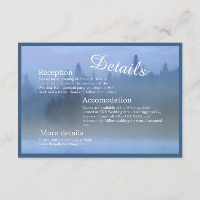 Skogslandskap för dammsuga blåpastellskogar Bröllo Tilläggskort (Framsida)