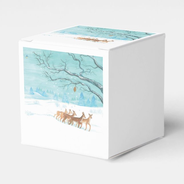 Skogslandskap i Roe Hjort vintersnöskog Presentaskar (Framsidan Sidan)