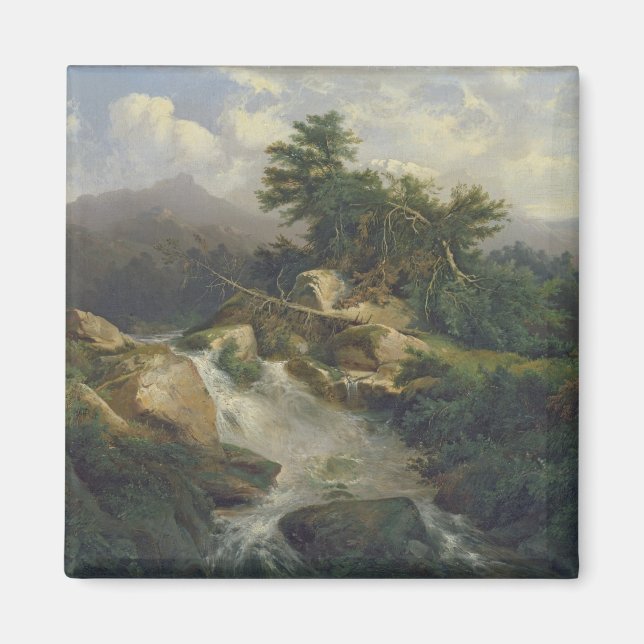 Skogslandskap med vattenfall magnet (Framsidan)