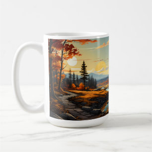 Skogslandskap under höstsäsongen kaffemugg