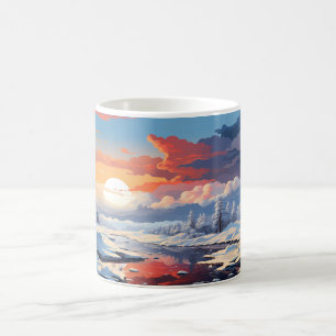 Skogslandskap vid vintersäsongen kaffemugg