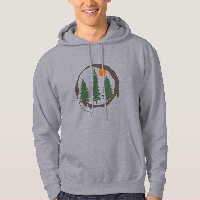 Skogslandskapet gräs träd hoodie (Framsida)