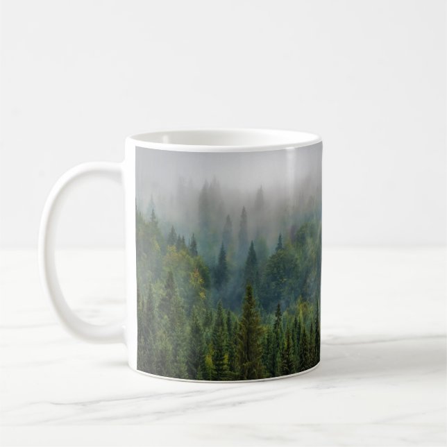 Skogslandskapet Misty gräs träd Kaffemugg (Vänster)