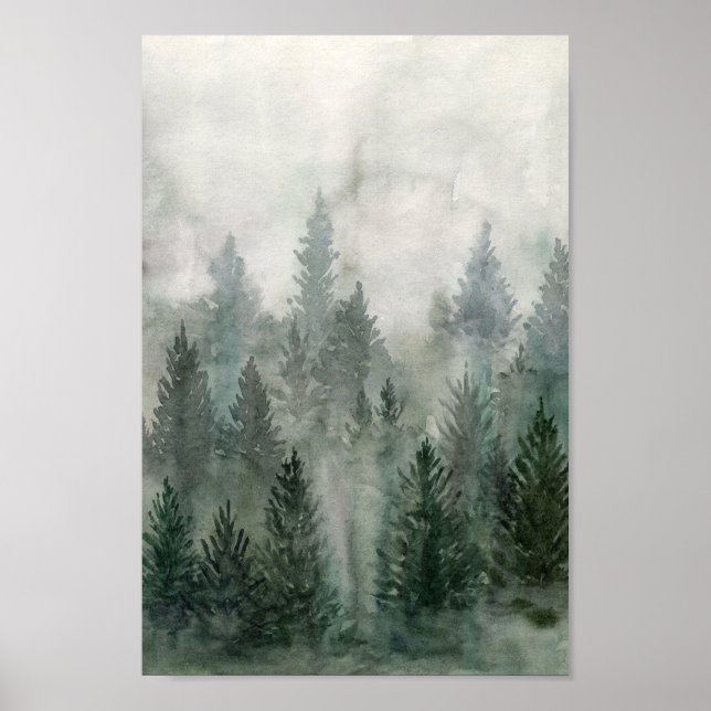Skogslandskapsfoggy gräs poster (Framsidan)