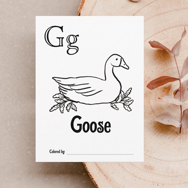 Skogslevande Djur ABC Målnings Baby Shower Aktivit Vykort (Letter G - Color Your Own Baby's First ABC's Keepsake Cards)