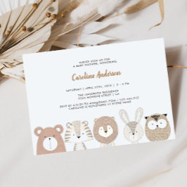Skogslevande djur baby shower inbjudan