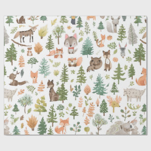 Skogslevande djur baby shower könsneutral presentpapper