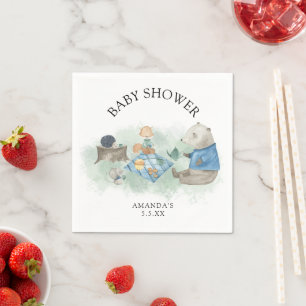 Skogslevande djur - baby shower pappersservett