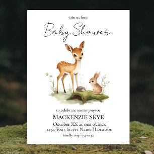 Skogslevande Djur Babyfirande Inbjudningar