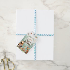 Skogslevande djur Blommig baby shower Tack Presentetikett