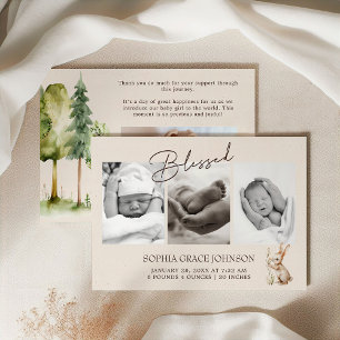 Skogslevande Djur Boho Baby Tillkännagivande