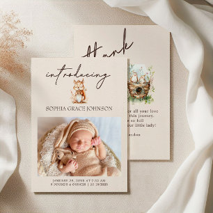 Skogslevande Djur Boho Baby Tillkännagivande