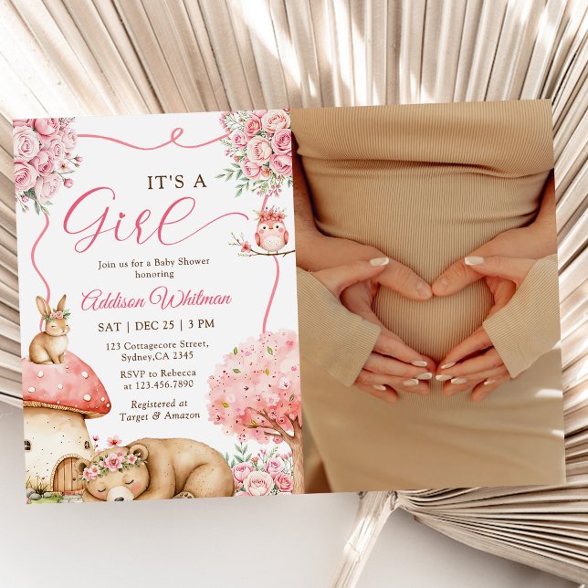 Skogslevande djur boho flicka baby shower foto inbjudningar (Skapare uppladdad)