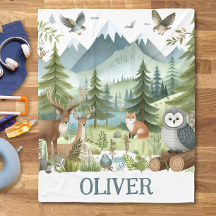 Skogslevande djur fleecefilt