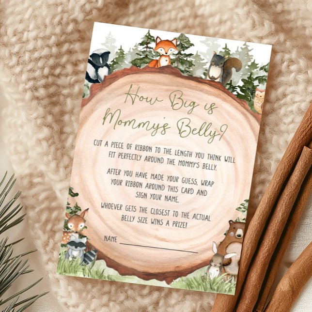 Skogslevande Djur Hur Stor Är Mammas Mage Spel (Boy Woodland Animals Baby Shower How Big Is Mommy's Belly Game)