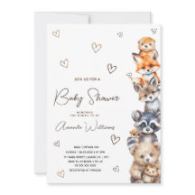 Skogslevande djur Modern baby shower-inbjudan