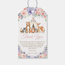 Skogslevande Djur Rosa och Lila Blommig Tack Kort