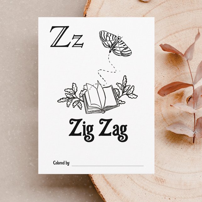 Skogslevande Djurs ABC Målaraktivitet för Baby Sho Vykort (Letter Z- Color Your Own Baby's First ABC's Keepsake Cards)