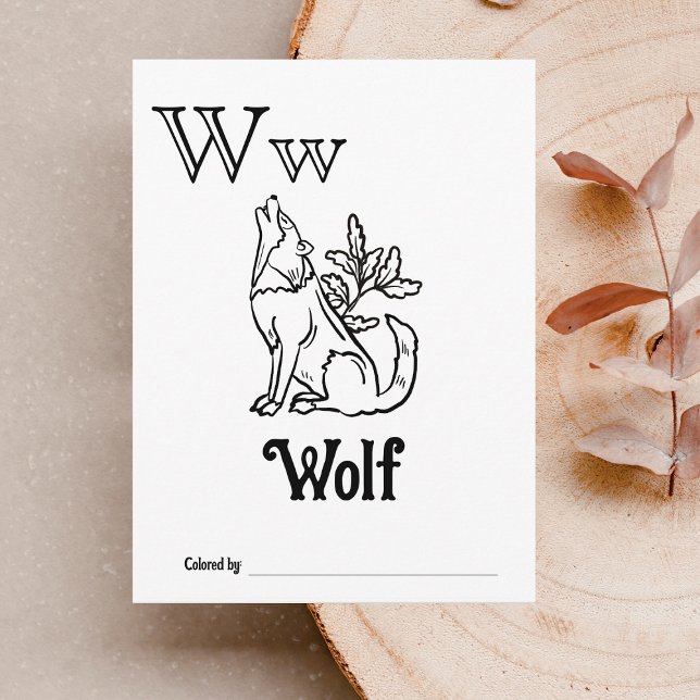 Skogslevande Djurs ABC Målaraktivitet för Baby Sho Vykort (Letter W - Color Your Own Baby's First ABC's Keepsake Cards)