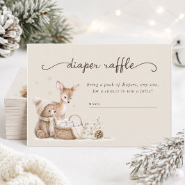 Skogslevande djurs vinter-baby shower blöja- lotte tilläggskort