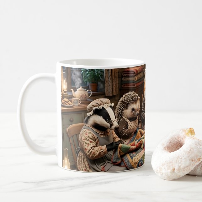 Skogslevande Varelser Quiltning Samlingsställe Kaffemugg (Med munk)