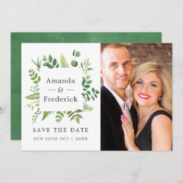 Skogsliga gröna bröllop spara datumet