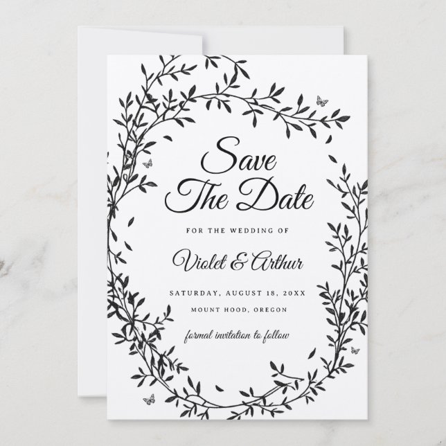 Skogsliggande charm bröllop save the date  inbjudningar (Framsida)