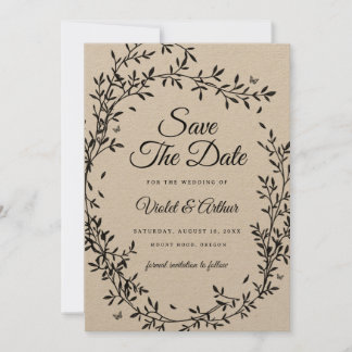 Skogsliggande charm bröllop save the date inbjudningar