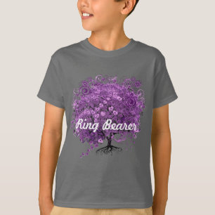 Skogslila Hjärtblad Träd Bröllop T Shirt
