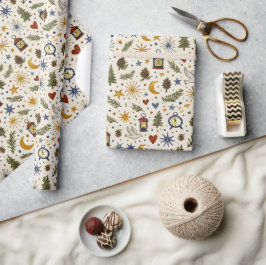 Skogsljuskälla Vinterfolk-mönster Presentpapper